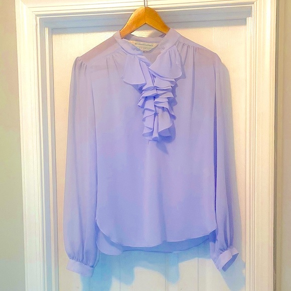 Vintage Woodward + lothrop sheer lavender ruffle blouse small- extremely RARE🖤 - Picture 1 of 10